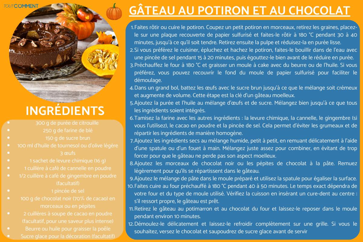 Gâteau au potiron et au chocolat