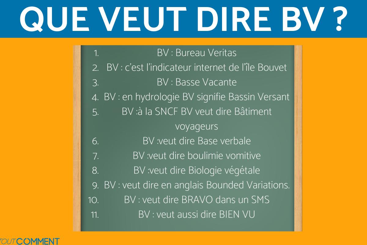 Que veut dire BV