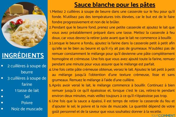 Sauce blanche pour les pâtes