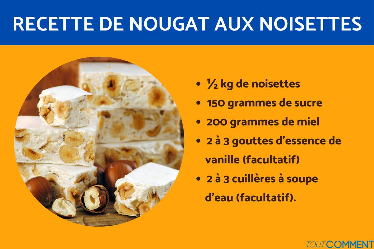 Recette de nougat aux noisettes