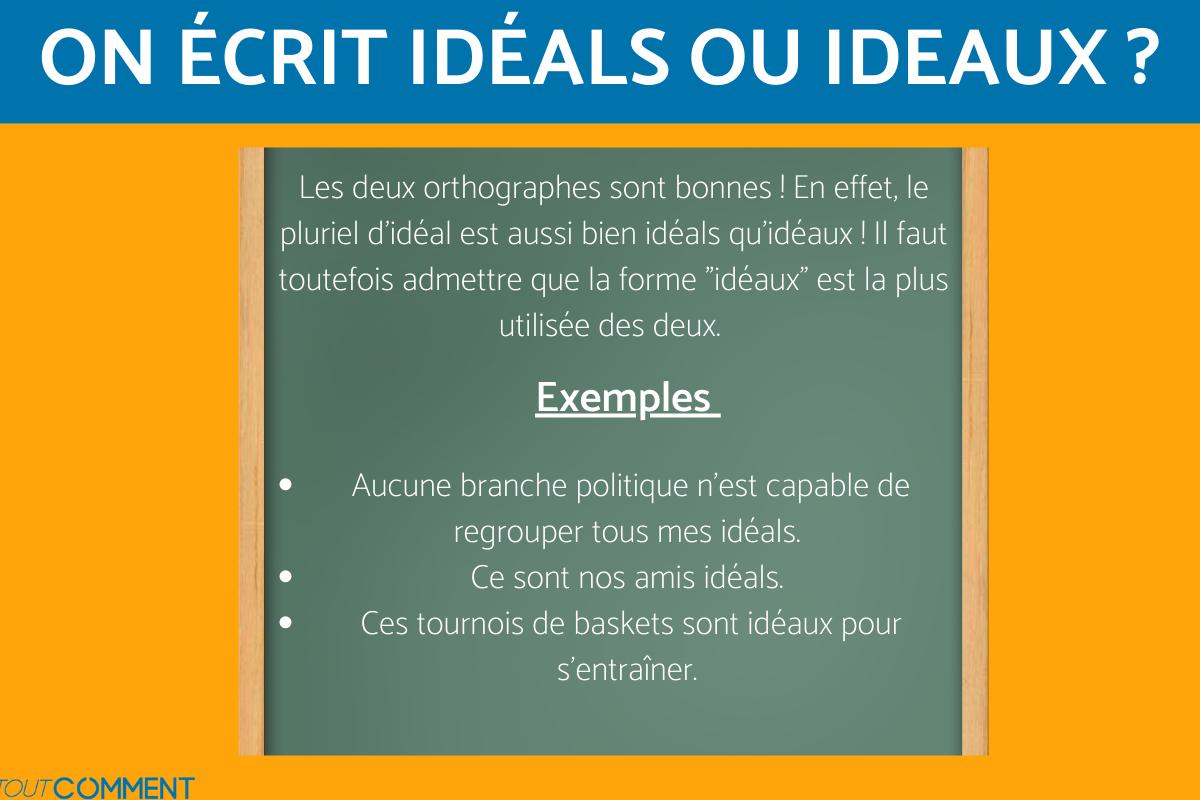 On écrit idéals ou idéaux