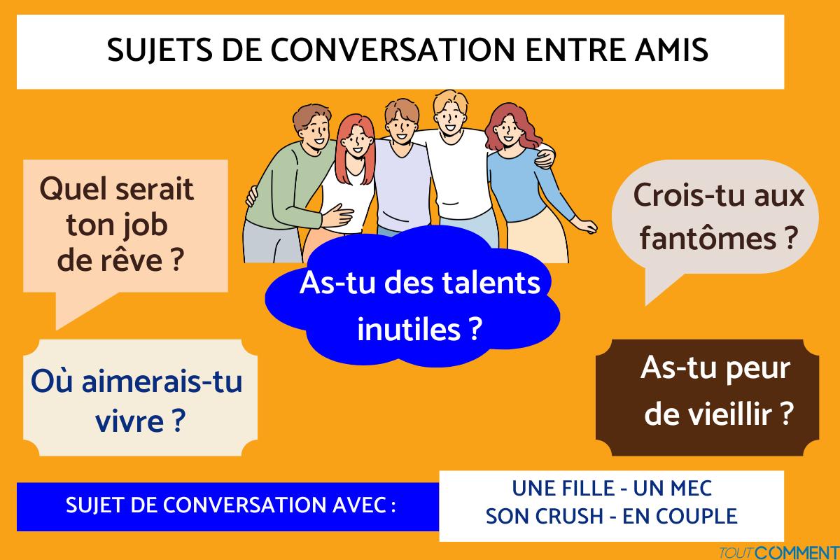 Sujet de conversation - avec une fille, un mec, son crush et en couple