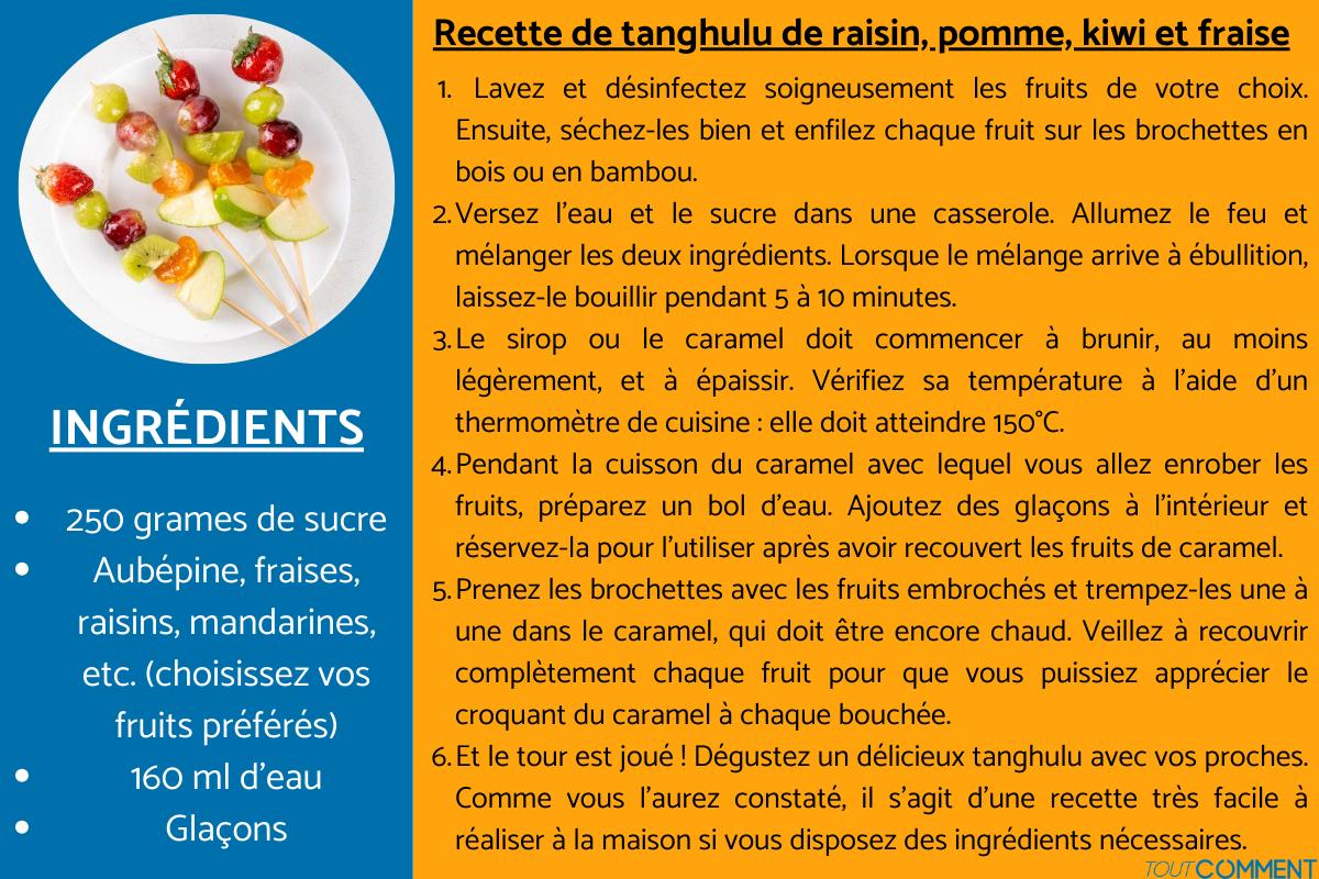 Recette de tanghulu de raisin, pomme, kiwi et fraise
