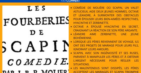 Résumé court des "Fourberies de Scapin" de Molière