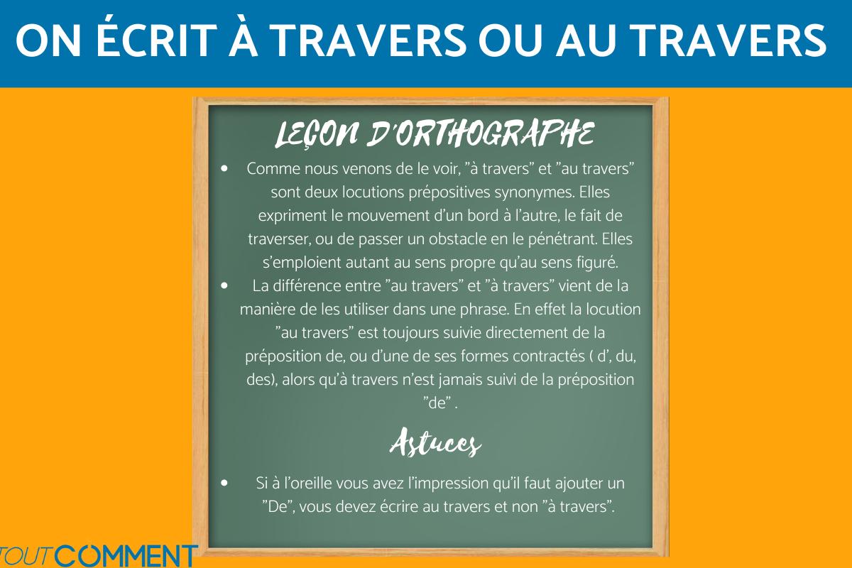 On dit À travers ou AU travers