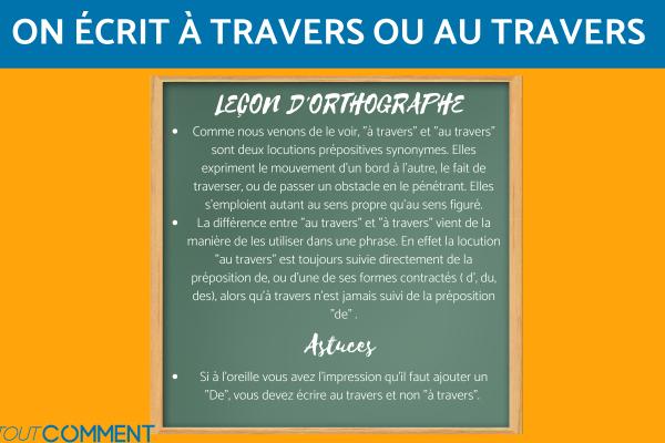 On dit À travers ou AU travers