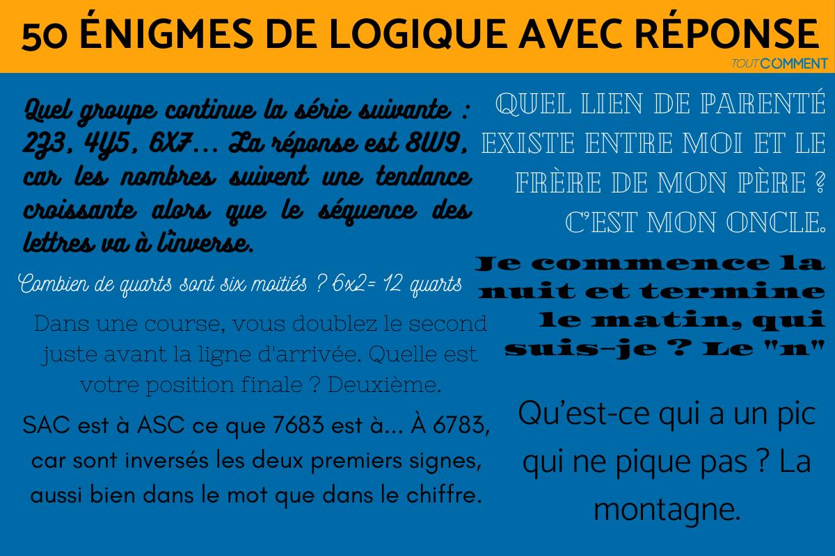 50 énigmes de logique avec réponse