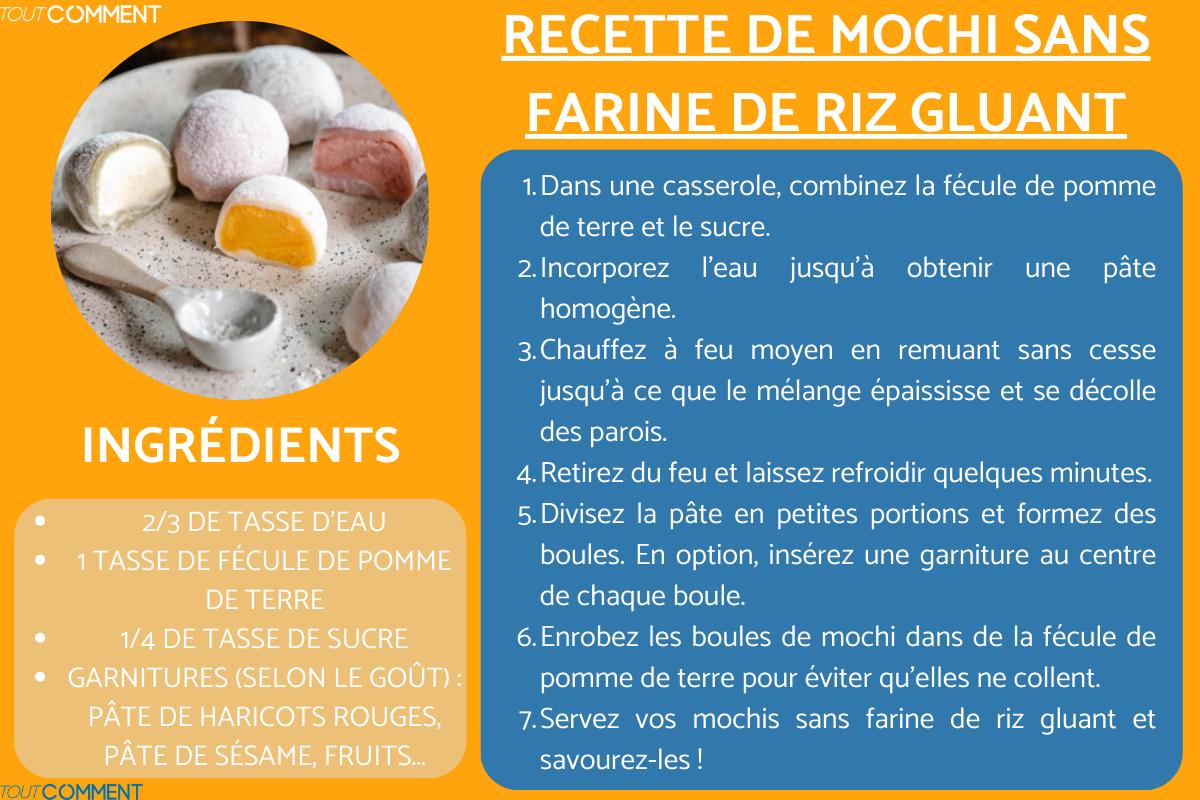 Recette de mochi sans farine de riz gluant