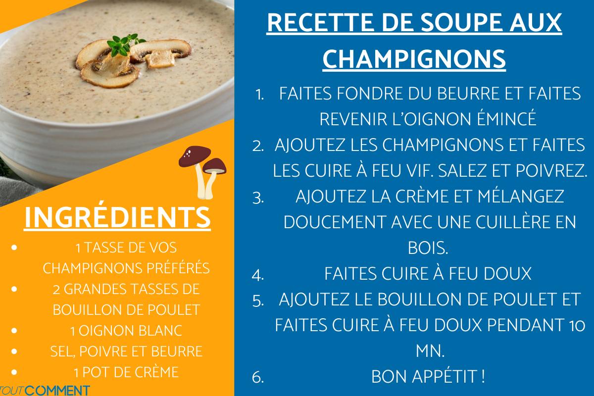 Recette de soupe aux champignons
