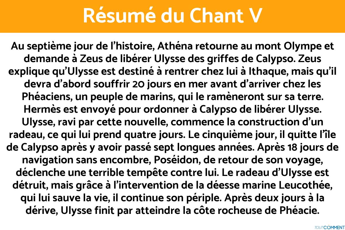 Résumé de l'odyssée par CHANT - Homère