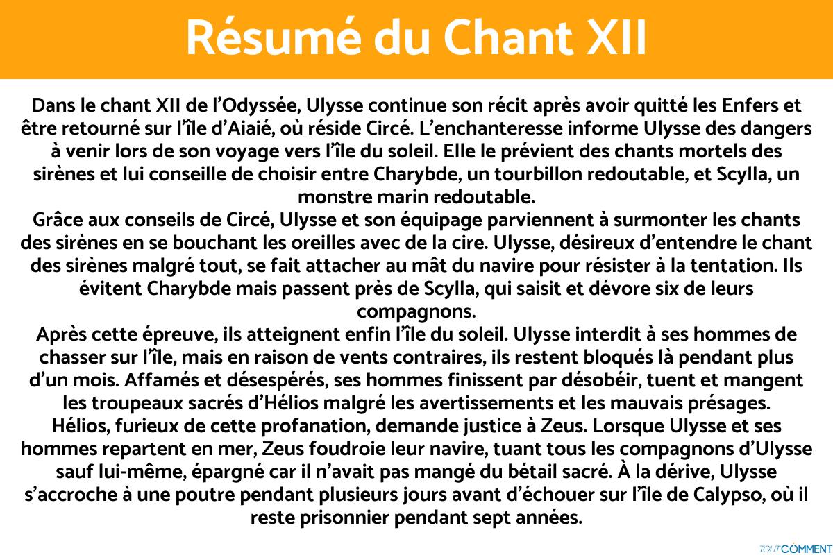 Résumé de l'odyssée par CHANT - Homère