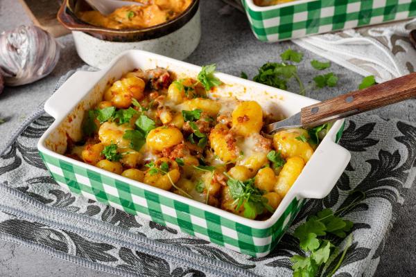 Accompagnements pour des gnocchis - Gnocchi gratinés au jambon et à la mozzarella