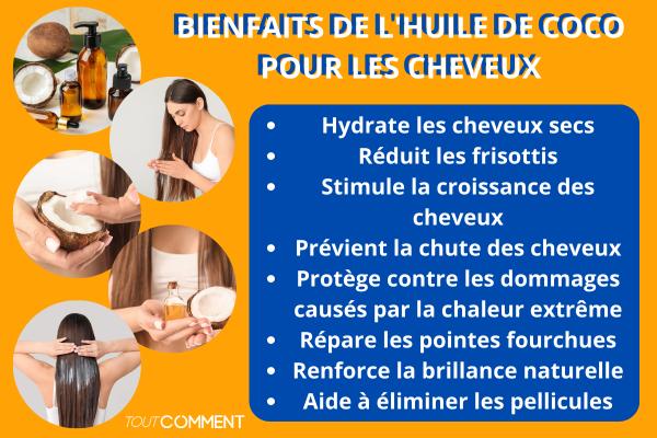 Bienfaits de l'huile de coco pour les cheveux
