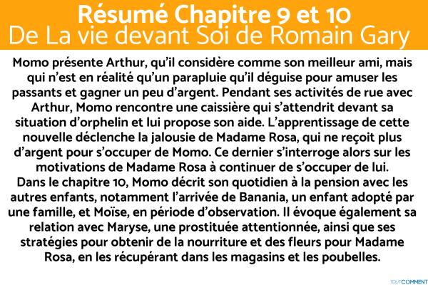 Résumé de La Vie Devant Soi de Romain Gary - Résumé chapitre 9 et 10 de La Vie devant Soi de Romain Gary