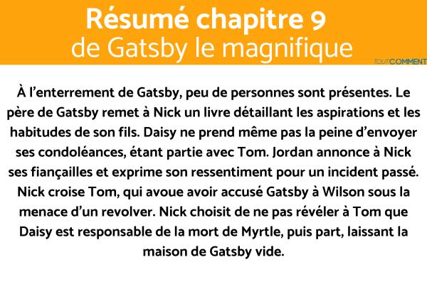 Résumé entier et détaillé de "Gatsby le magnifique" - Résumé du chapitre 9 de Gatsby le magnifique