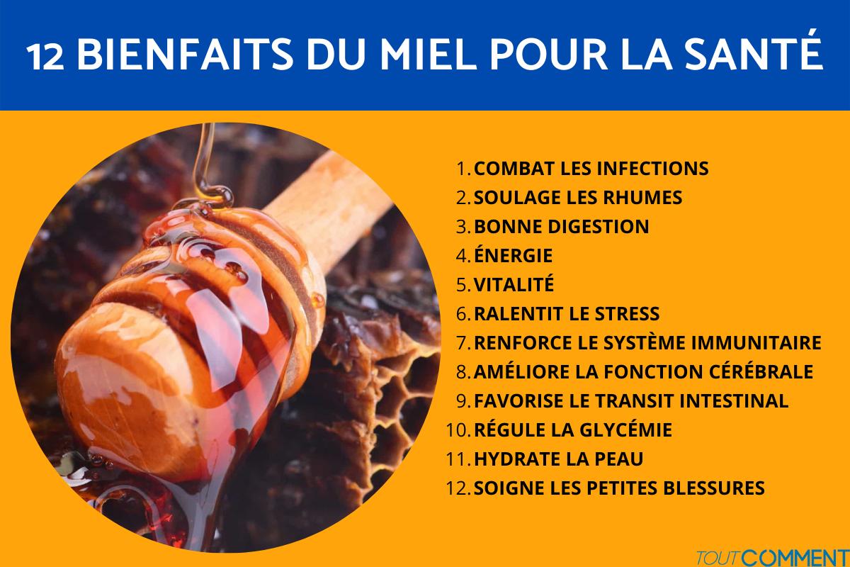 12 BIENFAITS du MIEL pour la SANTÉ PROPRIÉTÉS, contreindications