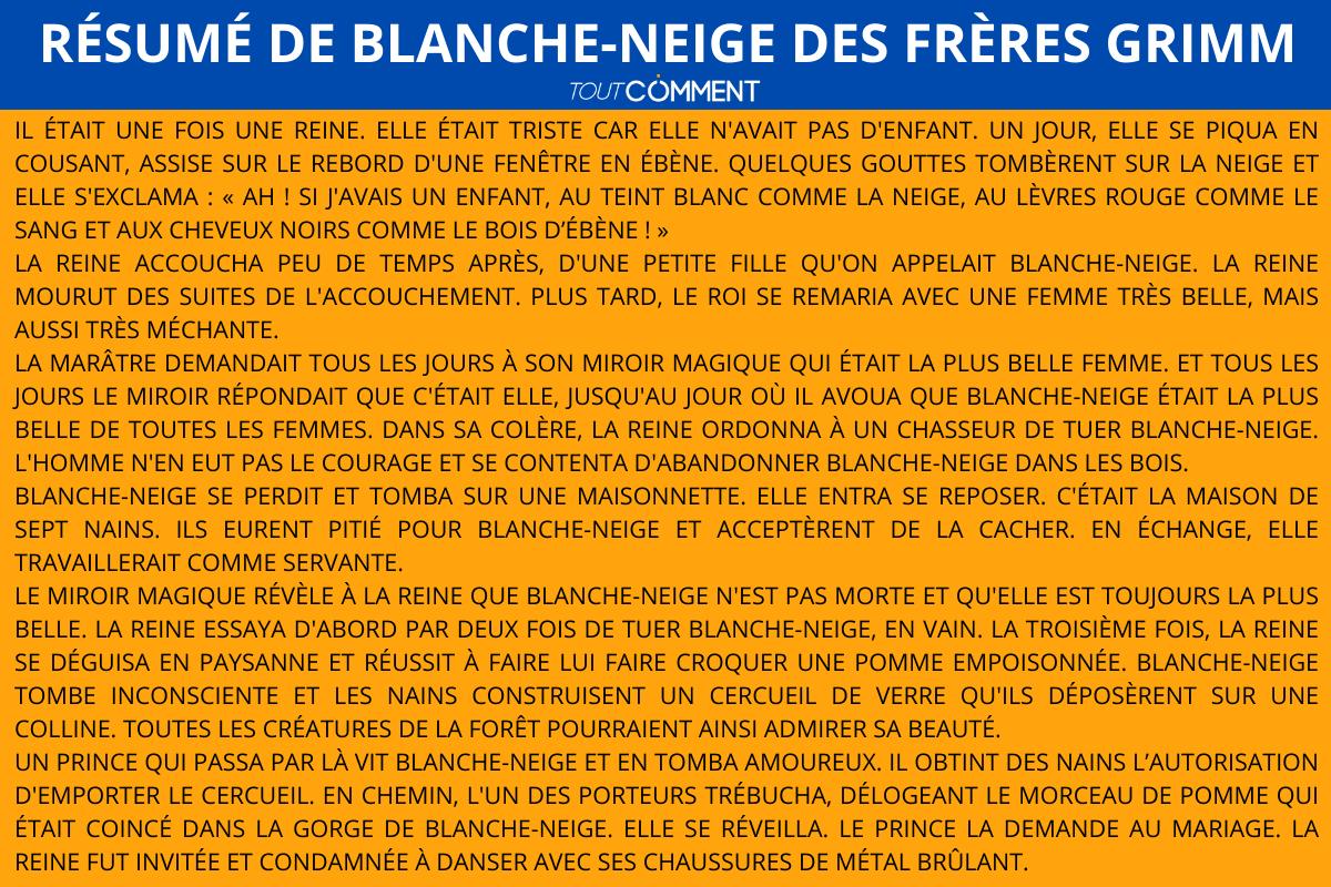 Résumé de "Blanche-Neige" des frères Grimm