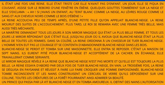 Résumé de "Blanche-Neige" des frères Grimm