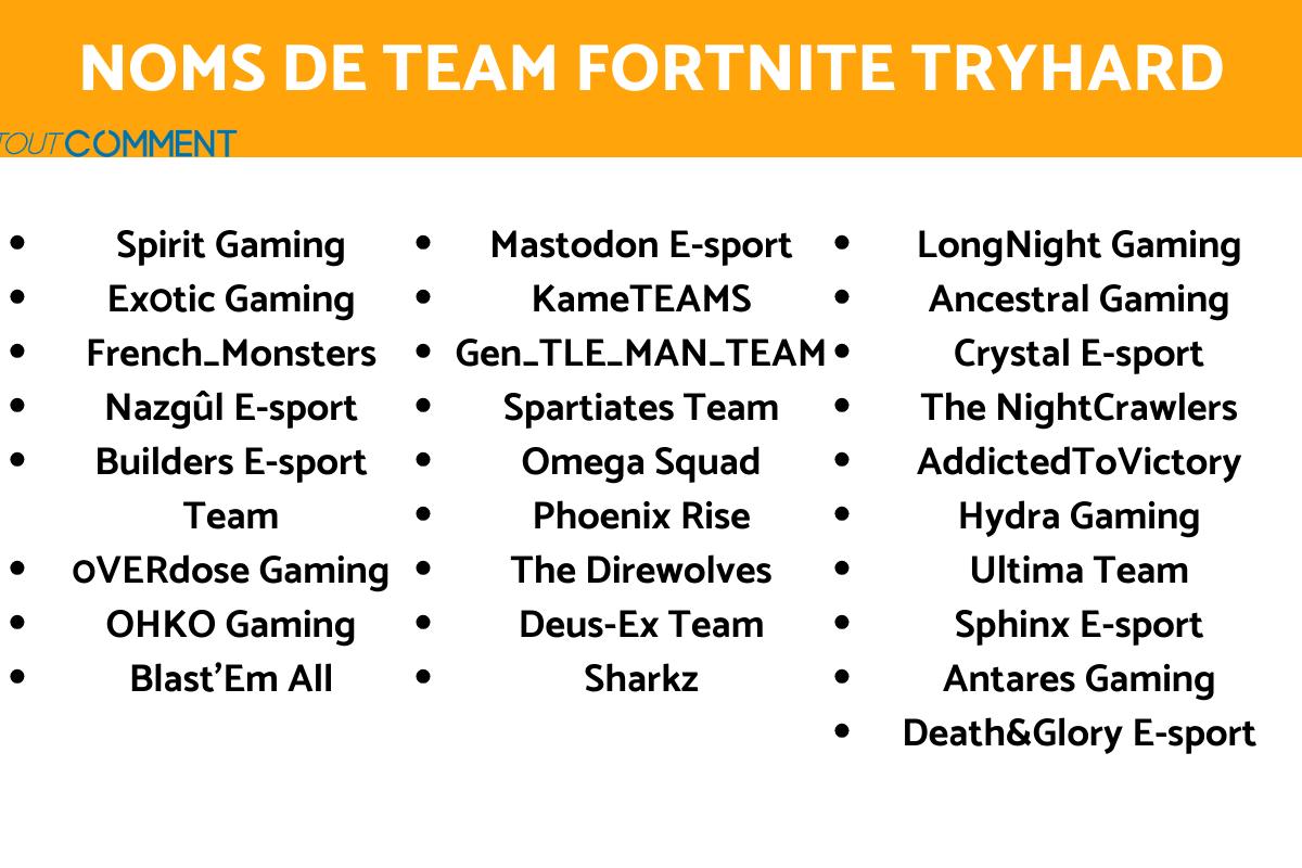 +200 IDÉES de NOMS de TEAM FORTNITE