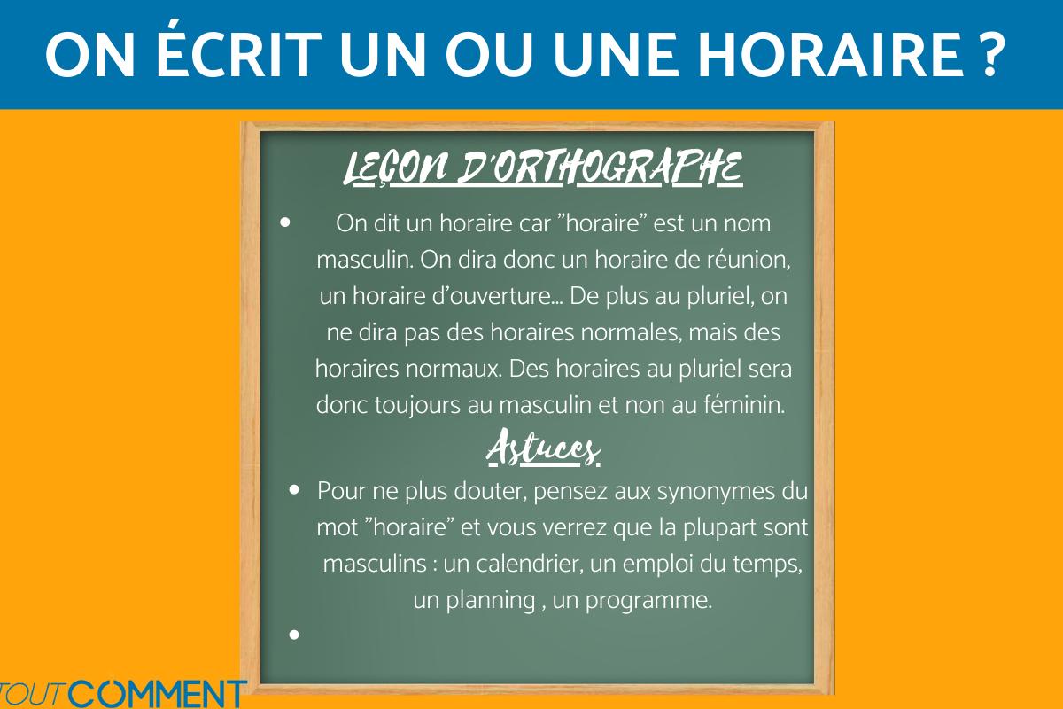 On dit un ou une horaire ?
