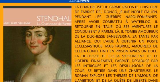La Chartreuse de Parme résumé par chapitre - Stendhal