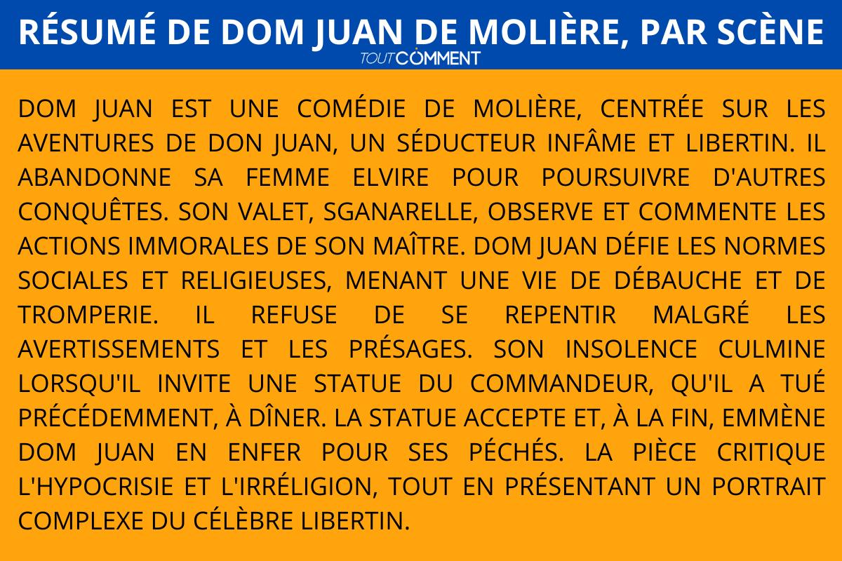 Résumé de Dom Juan de Molière, par scène