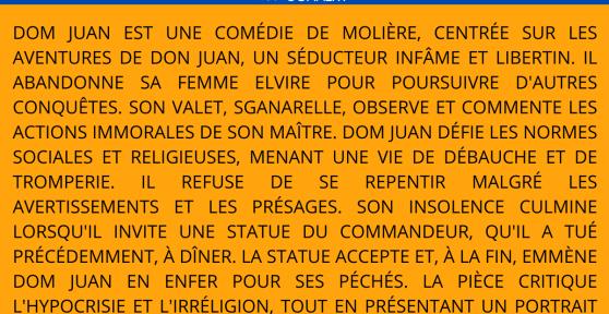 Résumé de Dom Juan de Molière, par scène