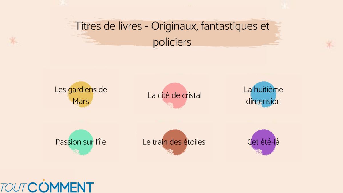 Titres de livres - Originaux, fantastiques et policiers