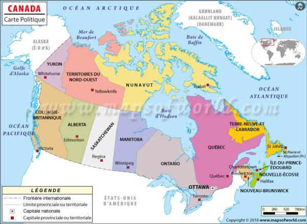 Quelles sont les capitales des provinces du Canada