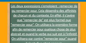 "Remercier de" ou "Remercier pour" ?