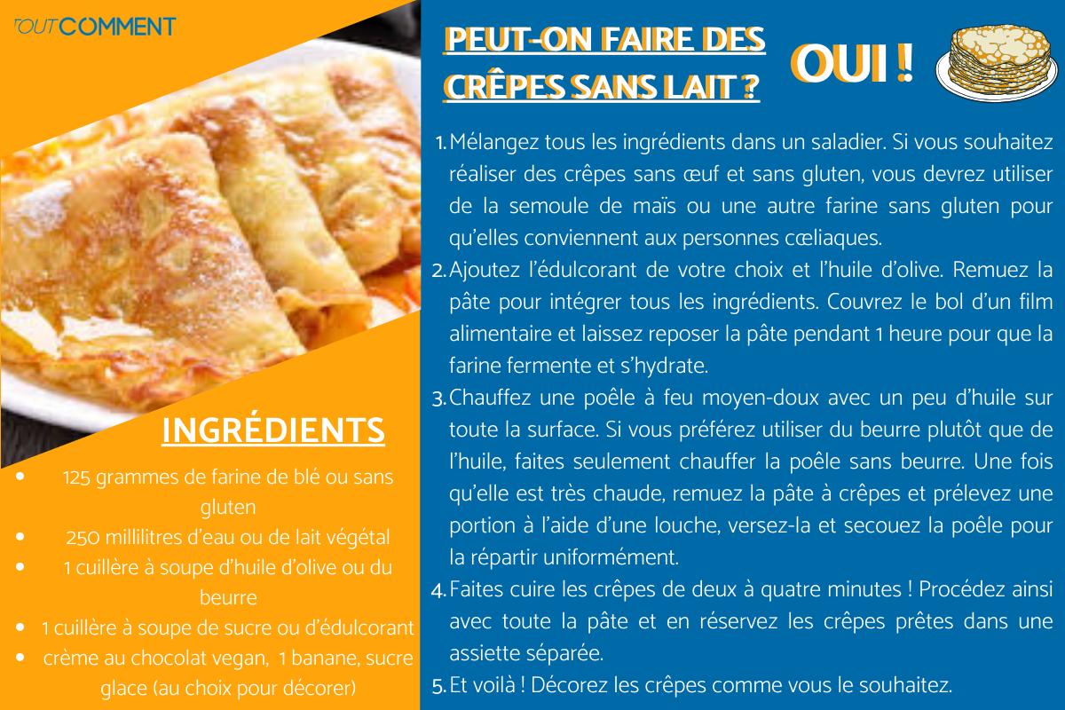 Recette de crêpe sans lait