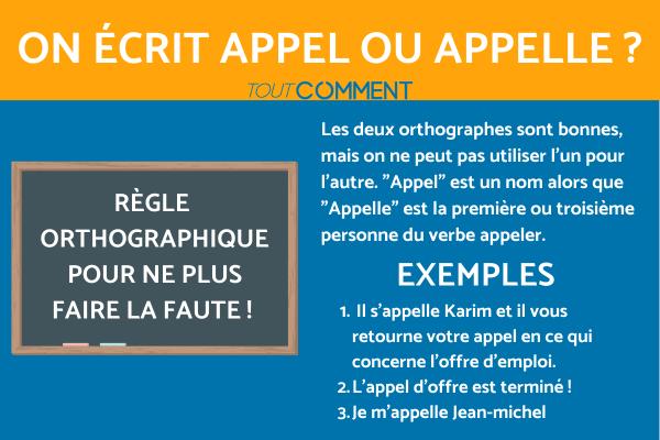 On écrit "appel" ou "appelle"
